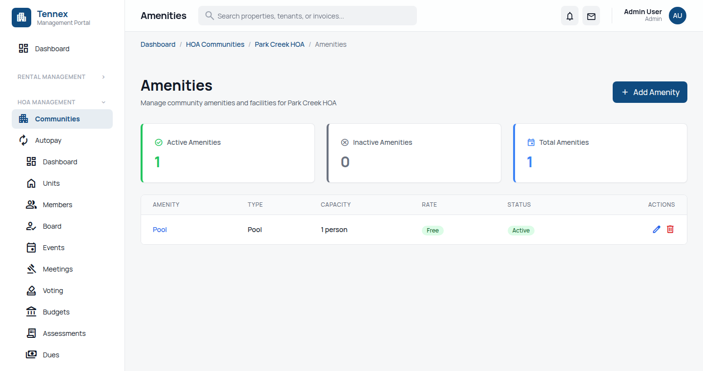 Amenity Reservations