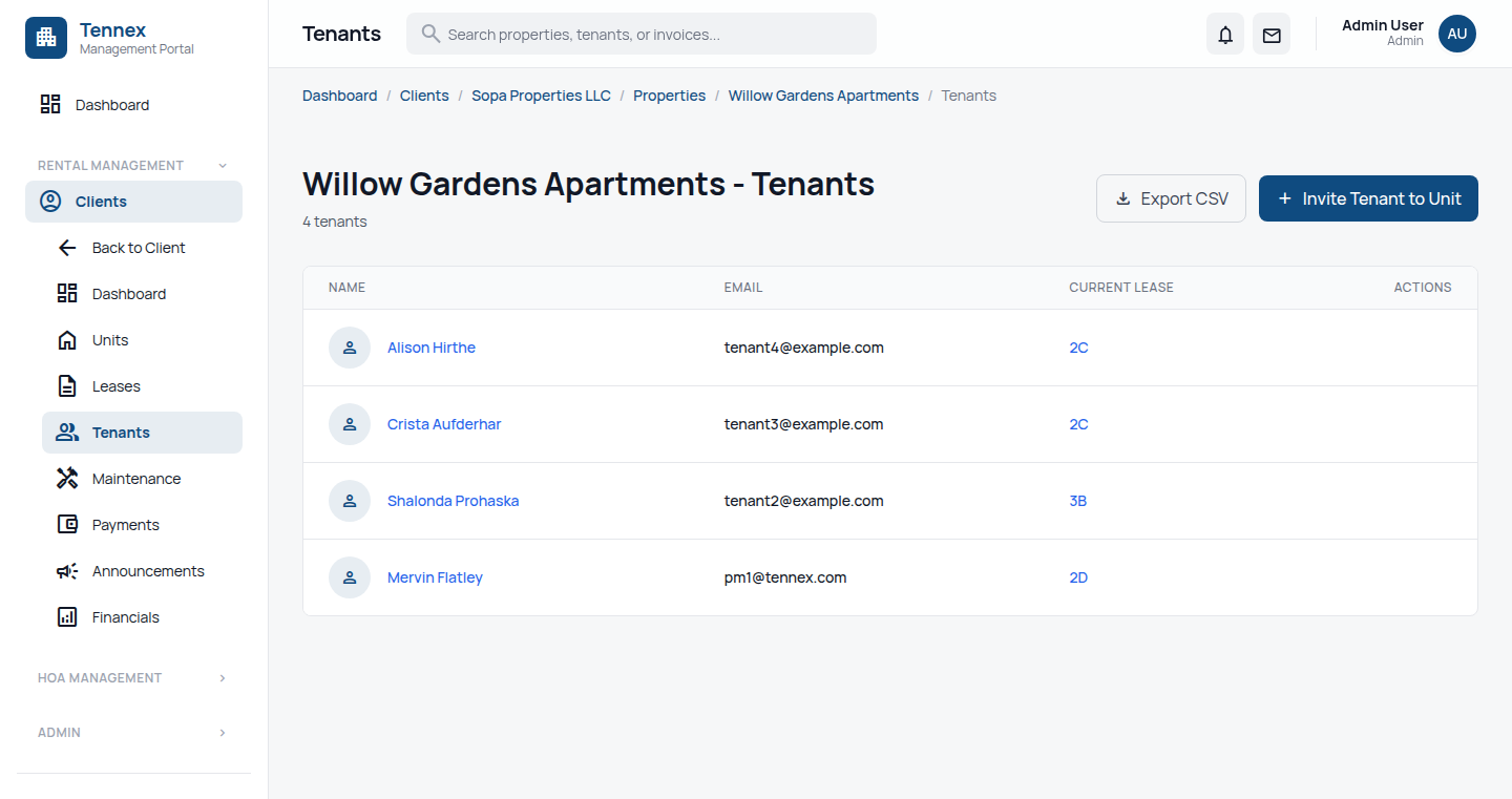 Tenants List